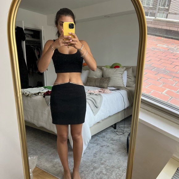 Zara black mini skirt (miniskirt) with rhinestone detailing - Picture 2 of 4